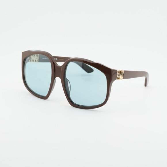 Miu Miu MUA07S 24D20R Sunglasses Shiny Brown Square Frame, Light Blue Lenses main image 9